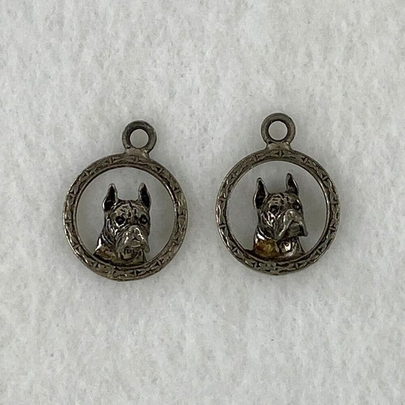 Set of 2 Vintage Boxer Dog Charms Pendants for Earrings Necklace Unbranded - Picture 1 of 7